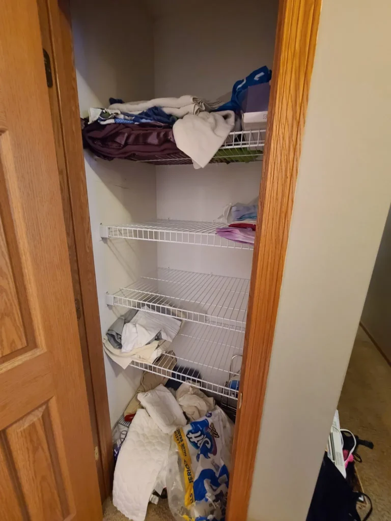 BEFORE A small linen closet was a dumping ground for all things linen and bath.