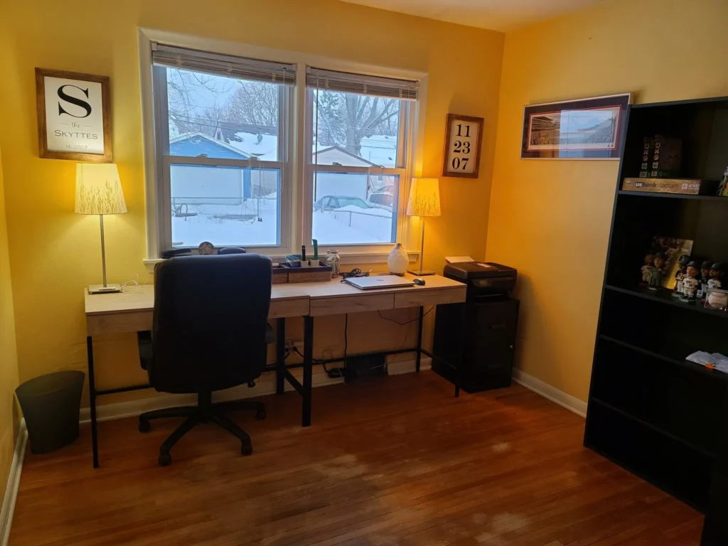 A cleared space for the owner to enjoy working and have the space to add personal touches. 