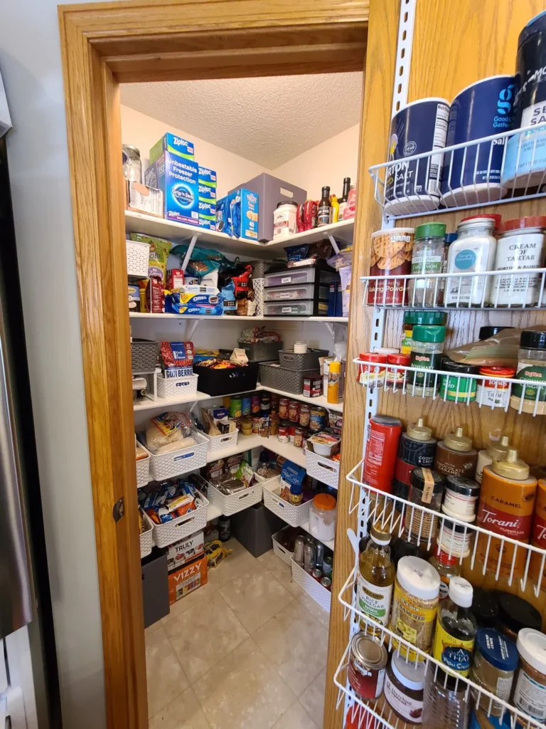 A baker needs her items and this was organized to help her find what she needs. Her family also can now find their snacks and other items. Win win! 