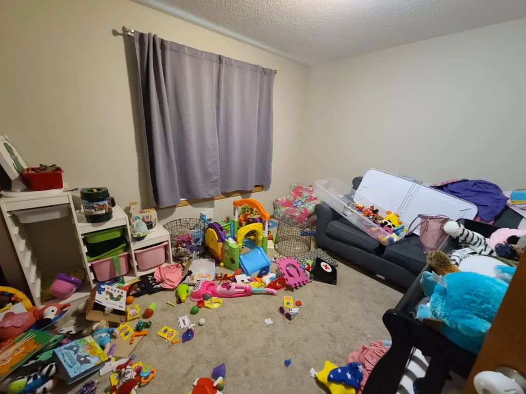 The FUN playroom before being orgANNEized. 